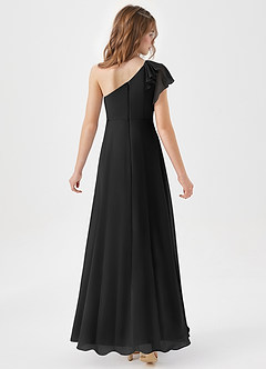 Azazie Arabella Junior Black A-Line Ruched Chiffon Dress image6