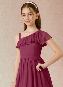 Azazie Mango Junior Mulberry A-Line Ruched Chiffon Dress image4