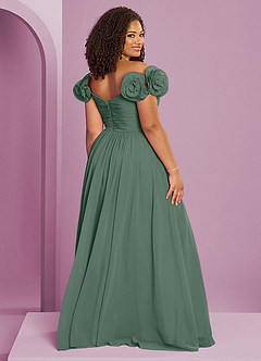 Barbie ♥ Azazie Bridesmaid Dresses Eucalyptus A-Line Off the Shoulder Chiffon Convertible Dress image19