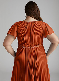 Azazie Kara Modest Bridesmaid Dresses A-Line Pleated Chiffon Floor-Length Dress image5