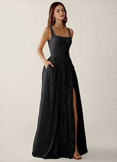 Megan Black Lace A-line Prom Dress image4