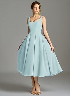 Azazie Amalie Vestidos de madrinha de casamento Vestido Vidro Marinho de Chiffon de Linha A com Plissado image6