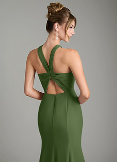 Azazie Rue Bridesmaid Dresses Olive A-Line Halter Chiffon Dress image6