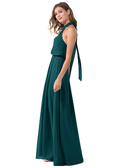 Azazie Landry Bridesmaid Dresses Peacock A-Line Pleated Mesh Dress image3