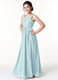 Azazie Sawyer Junior Sea Glass A-Line Pleated Chiffon Dress image5