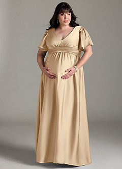 Azazie Verna Brautjungfernkleider für Schwangere A-Linie Gestreift Stretch-Satin Bodenlänge Kleid image13
