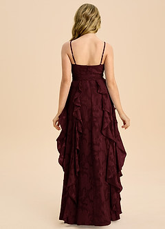 Azazie Peyton Junior Vestido de Cabernet de Devorado Floral de Corte en A con Plisado image7