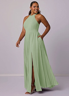 Barbie ♥ Azazie Bridesmaid Dresses Dusty Sage A-Line Pleated Chiffon Dress image10
