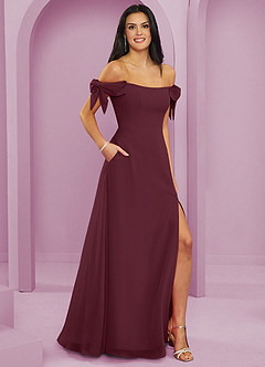 Barbie ♥ Azazie Abiti da Damigella Abito Convertibile A-Line in Chiffon a Spalla Scoperta Cabernet image11