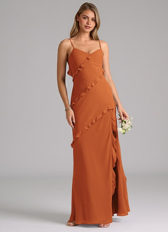 Azazie Nancie Bridesmaid Dresses Cinnamon Mermaid Ruched Chiffon Dress image4
