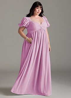 Azazie Madisynn Maternity Bridesmaid Dresses Bow Chiffon Floor-Length Dress image7