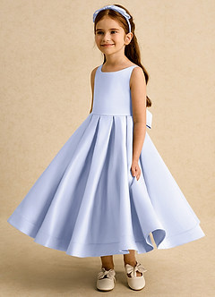 Azazie Babs Flower Girl Dresses Lavender Ball-Gown Pleated Matte Satin Dress image5