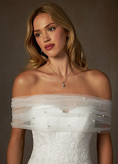 Azazie Antheia Vestidos de novia Vestido de Diamante Blanco de Crepé elástico de Corte Sirena con Lentejuela image5