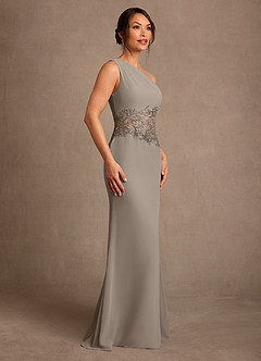 Azazie Kathie vestidos de madre de la novia Vestido de Gris Pardo de Gasa de Corte Sirena con Encaje image3