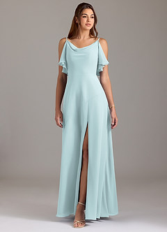 Azazie Darcia Bridesmaid Dresses Mist A-Line Side Slit Chiffon Dress image3