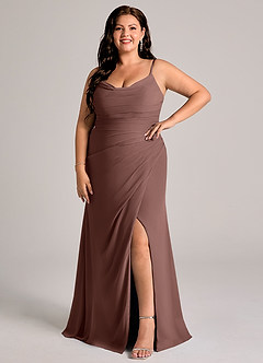 Azazie Deandra Bridesmaid Dresses Espresso Mermaid Pleated Chiffon Dress image9
