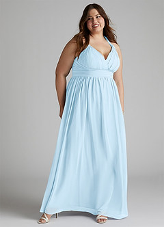 Azazie Ashia Bridesmaid Dresses Sky Blue A-Line Pleated Chiffon Dress image9