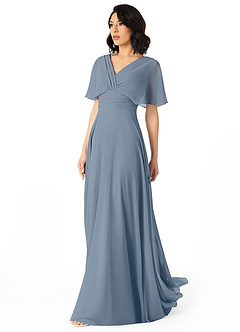 Azazie Pamela Bridesmaid Dresses Twilight A-Line V-Neck Pleated Chiffon Dress image3