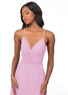 Azazie Everleigh Abiti da Damigella Abito A-Line in Chiffon con Scollo a Cuore a Pieghe Rosa Confetto image7