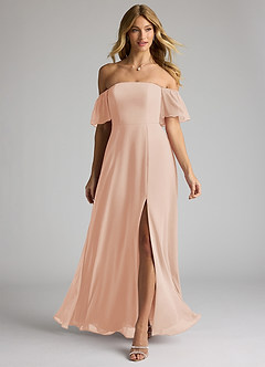 Azazie Sue Bridesmaid Dresses English Rose A-Line Off the Shoulder Chiffon Convertible Dress image1