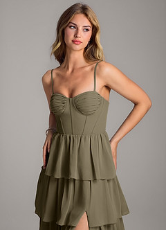 Azazie Alanna Bridesmaid Dresses Willow Green A-Line Sweetheart Neckline Chiffon Dress image2