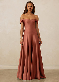Christian Siriano Bridal for Azazie 1002 Bridesmaid Dresses Clay A-Line Off the Shoulder Stretch Satin Convertible Dress image2