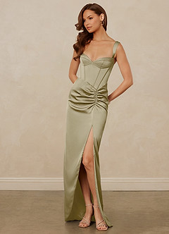 Christian Siriano Bridal for Azazie 1017 Brautjungfernkleider Etui Herzausschnitt Stretch-Satin Kleid Moosgrün image3