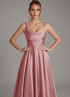 Azazie Azaria Abiti da Damigella Abito A-Line in Raso Elasticizzato Corsetto Rosa Polverosa image6