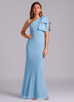 Azazie Yuanna Bridesmaid Dresses Powder Blue Mermaid One Shoulder Chiffon Dress image1