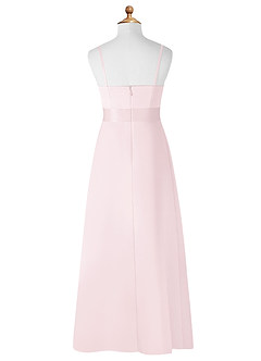 Azazie Anina Vestido de Rosa Rubor de Satin Mate de Acampanado con Lazo image8