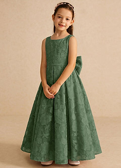 Azazie Pipssy Flower Girl Dresses Eucalyptus A-Line Pleated Floral Burnout Dress image4