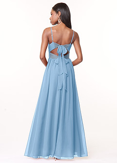 Azazie Zeya Bridesmaid Dresses Powder Blue A-Line V-Neck Pleated Chiffon Dress image4