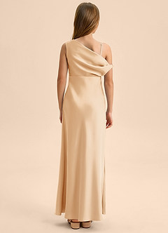 Azazie Emerson Junior Robe Fourreau en Satin extensible Épaule décolletée Or image2