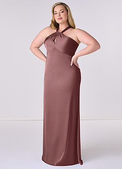 Barbie ♥ Azazie Bridesmaid Dresses Vintage Mauve Sheath Stretch Satin Dress image9
