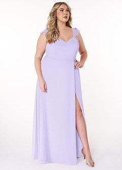 Azazie Everett Bridesmaid Dresses Lilac A-Line V-neck Ruched Chiffon Dress image9