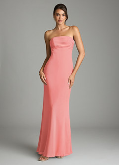 Azazie Saylor Vestidos de damas de honor Vestido de Coral de Gasa de Corte Sirena con Sin tirantes image3