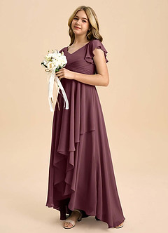 Azazie Caria Junior Sangria A-Line Pleated Chiffon Dress image5