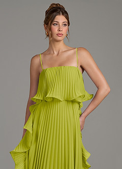 Azazie Alexia Bridesmaid Dresses Lemongrass A-Line Ruched Chiffon Dress image2