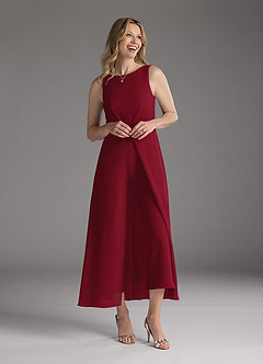 Azazie Anitta Kleider für die Brautmutter Overall/Jumpsuit Plissee Stretch-Krepp Kleid Burgunderrot image1