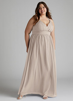 Azazie Ashia Brautjungfernkleider A-Linie Plissee Chiffon Kleid Frost image9