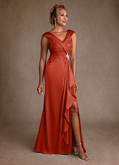 Azazie Santa Monica Mother of the Bride Dresses Rust A-Line Lace Dress image1