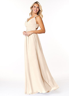 Azazie Ashia Bridesmaid Dresses White Alabaster A-Line Pleated Chiffon Dress image3