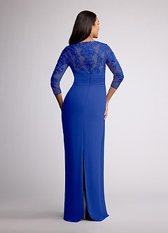 Azazie Joan Mother of the Bride Dresses Royal Blue Sheath V-Neck Lace Chiffon Dress image4