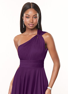 Azazie Charlize Jurken voor bruidsmeisjes Jurk van Mesh met A-Lijn One-Shoulder Druif image5