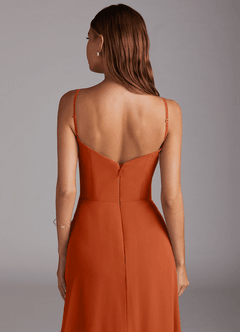 Azazie Marley Brautjungfernkleider Wandelbar A-Linie Schulterfrei Chiffon Kleid Gebranntes Orange image10
