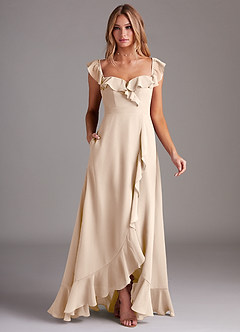 Azazie Lyra Bridesmaid Dresses White Alabaster A-Line Chiffon Convertible Dress image3