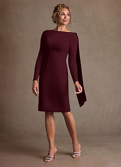 Azazie Merian Suknie dla Matki Panny Młodej Kolumna Pofałdowany Rozciągliwy Krep Długość do kolan Sukienka image3