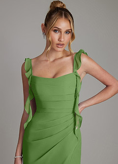 Azazie Jessamine Bridesmaid Dresses Basil Mermaid Corset Chiffon Dress image3