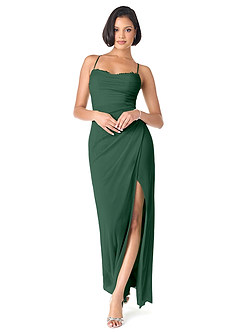 Azazie Ashana Bridesmaid Dresses Dark Green Sheath Sweetheart Lace Mesh Dress image1