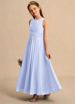 Azazie Ducky Junior Formal Blumenmädchenkleider A-Linie Plissee Chiffon Kleid Lavendel image5